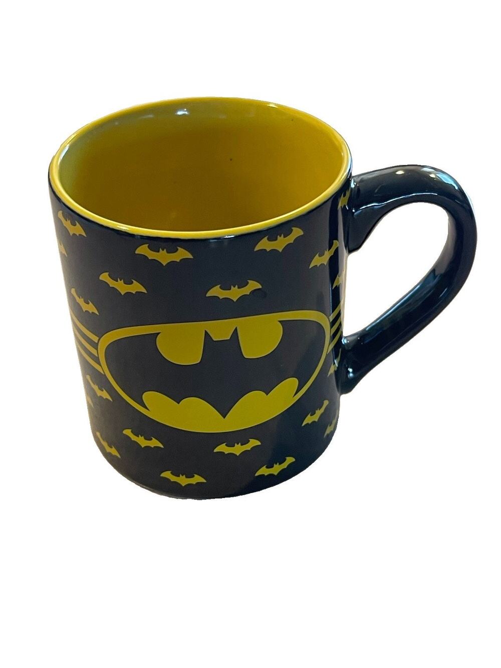 Batman Ceramic Mug Black Yellow Logo Bats DC Comics 14oz